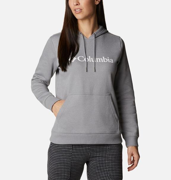 Columbia Logo Hoodies Grey For Women's NZ27839 New Zealand